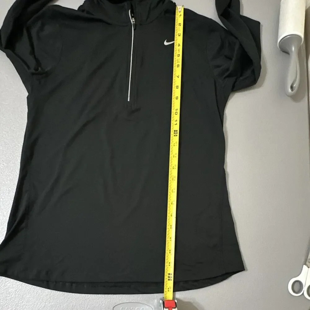 Nike Dri-FIT Womens Running 1/4 Zip Mock Neck Long Sleeve Black M Reflective